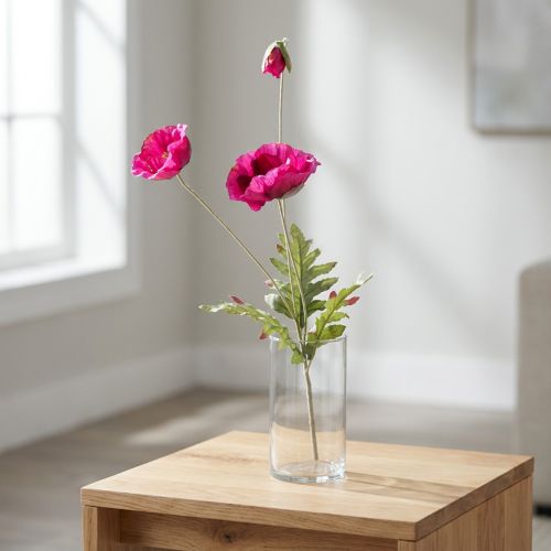 Mesterséges pipacs dekoratív selyem virágok rózsaszín 70cm | Floristik24.hu