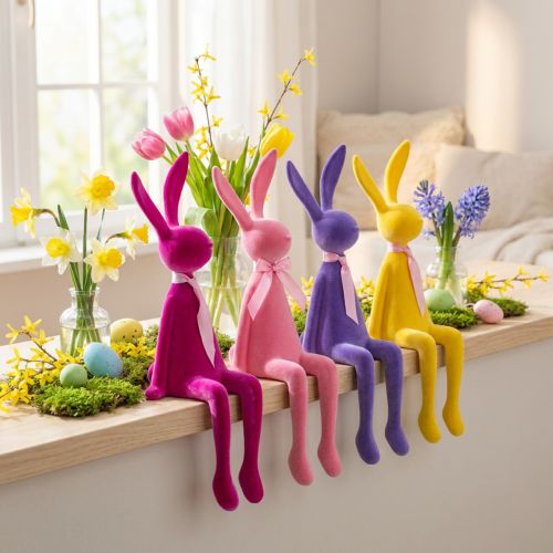tételeket Húsvéti nyuszi polcos ülőke, bolyhosított, vegyes, 36 cm, 4 darabos