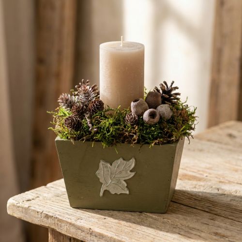 Fa virágláda, shabby chic stílusú, zöld, 11×14,5×14cm | Floristik24.hu