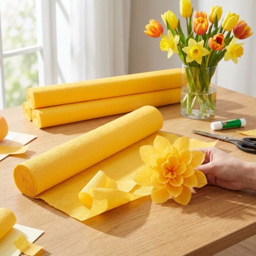 tételeket Virágkötő krepp papír virágkötő krepp napsárga 50×250cm 5 darab