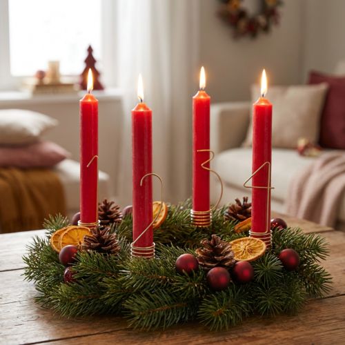 tételeket Adventi gyertya dekoráció 1-4 matt arany fémből, M10cm, 4 db