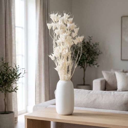 Szárított Nigella virágok, elegáns természetes dekoráció exkluzív belső terekbe, 70cm, 50g | Floristik24.hu