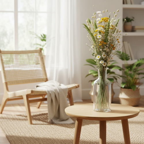 tételeket Szárított virágcsokor, elegáns szárított virágcsokor nappaliba, 50cm