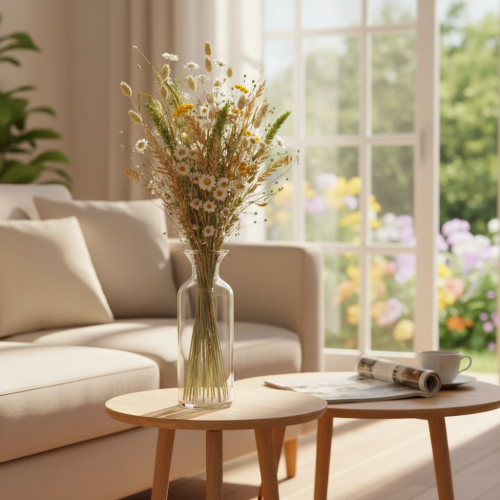 tételeket Szárított virágcsokor, elegáns szárított virágcsokor nappaliba, 50cm
