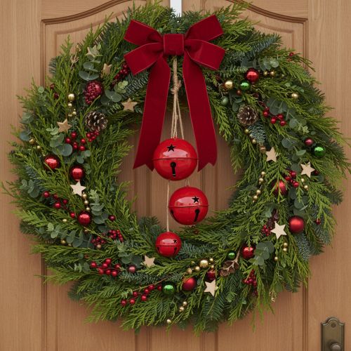 Piros fém csengők, 3 db-os készlet, dekoratív, 14/12/8 cm | Floristik24.hu