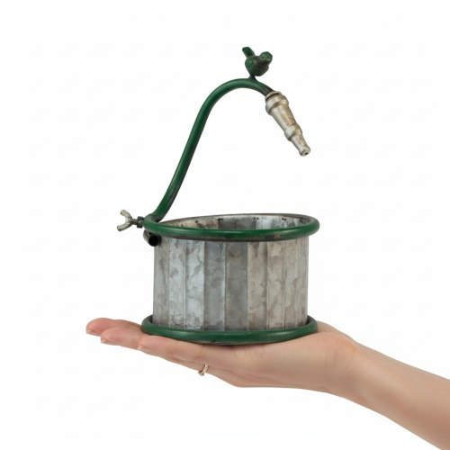 tételeket Fém virágcserép, esővízgyűjtő hordó, madárdísz, erkélydekoráció, Ø15.5cm