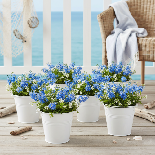 Fehér fémvödrök Ø14cm M12cm 6 db | Floristik24.hu