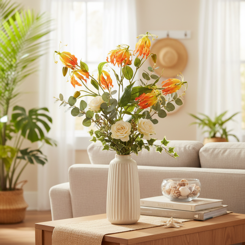 Művirág Gloriosa narancs hosszú szárral vázába 80cm 3db | Floristik24.hu