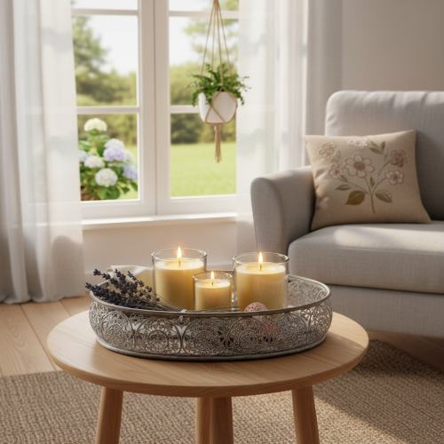 tételeket Dekoratív fémtál, szürke mintás, ovális, H36cm/33.5cm, 2 db-os szett