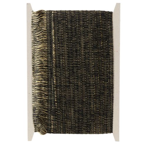 Fekete és arany rojtos szegély 4 cm x 25 m - Ideális koszorúdíszítéshez, gyászszalagnak és vintage kiegészítőknek | Floristik24.hu