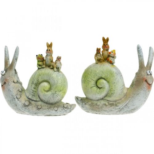 Floristik24 Barátságos díszcsiga társakkal, rugós, asztali dísz, házi csiga 2db