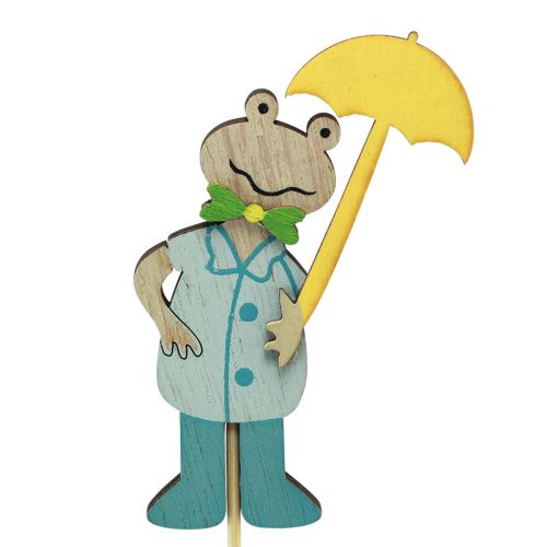 tételeket Béka esernyős virágdugóval fa 8,5cm 12db