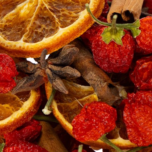 tételeket Aszalt narancsszelet dekorációs szett fahéjjal és csillagokkal, ünnepi asztaldíszítéshez 70g