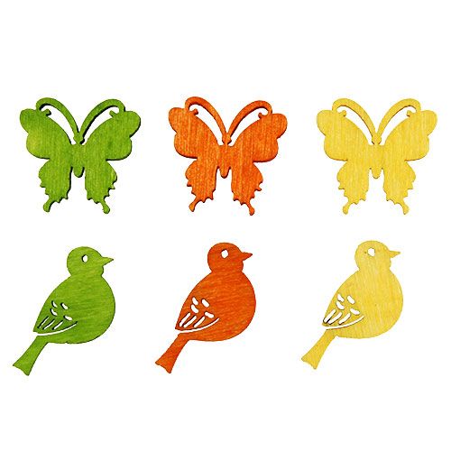 tételeket Dekoratív madár és pillangó fa szórt dekoráció színes 2cm 144p