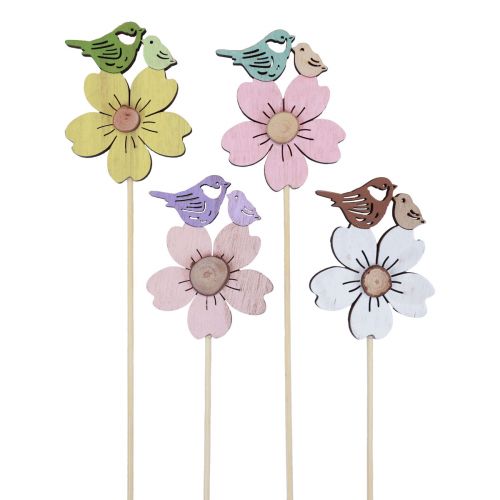 Floristik24 Tavaszi dekoráció virágdugók fa madárdísz 8×6cm 12db