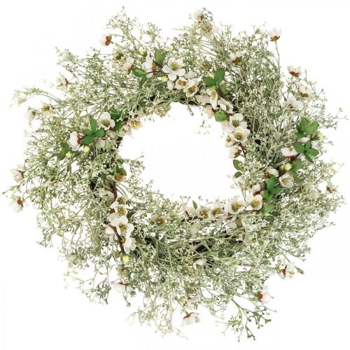 Floristik24 Tavaszi koszorú cseresznyevirágos gypsophila műkoszorú Ø50cm