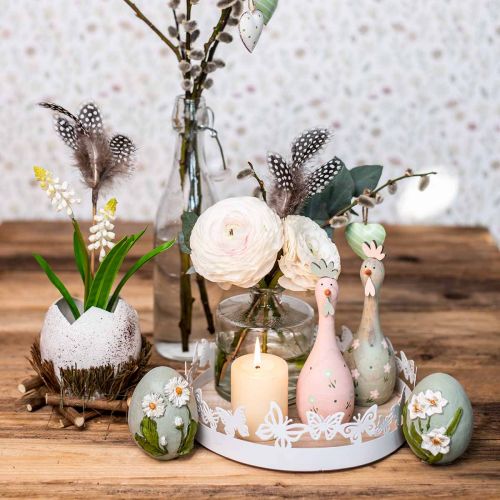 tételeket Rugós tálca, pillangós dekoráció, asztaldísz, fém dekoráció ültetéshez fehér Ø20cm H6,5cm