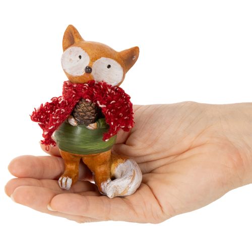 Dekoratív róka sállal és fenyőtobozzal, 10 cm, 2 darab | Floristik24.hu