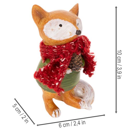 Dekoratív róka sállal és fenyőtobozzal, 10 cm, 2 darab | Floristik24.hu