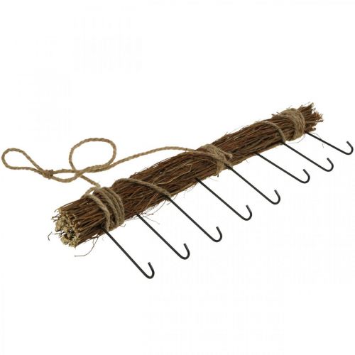 Floristik24 Ruhatár fali dekoráció kabát horog kampósín fa köteg 52cm