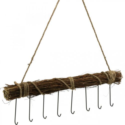 Floristik24 Ruhatár fali dekoráció kabát horog kampósín fa köteg 52cm