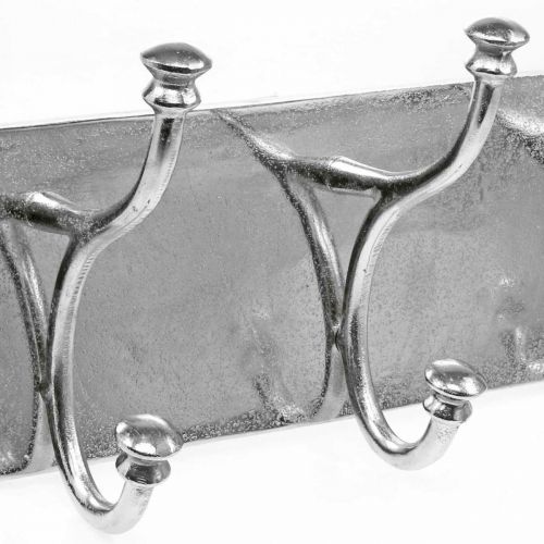 tételeket Szekrény 3 akasztóval, akasztószalaggal, dekoratív horgok fémből vintage megjelenés ezüst L46cm