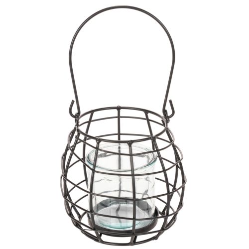 Kerti lámpa, fekete fém szélfénnyel, Ø14cm M12.5cm | Floristik24.hu