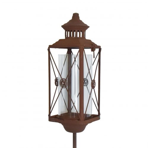 Kerti lámpás fém dekoratív rozsda megjelenés 12cmx12cmx135cm