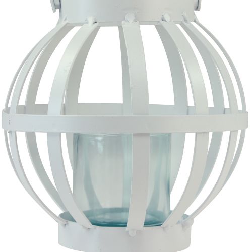 tételeket Kerti lámpás fém üveg lámpa akasztható fehér Ø18,5cm