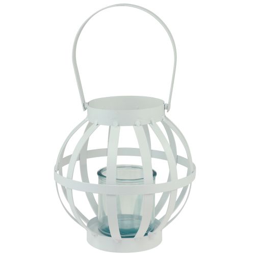 Floristik24 Kerti lámpás fém üveg lámpa akasztható fehér Ø18,5cm