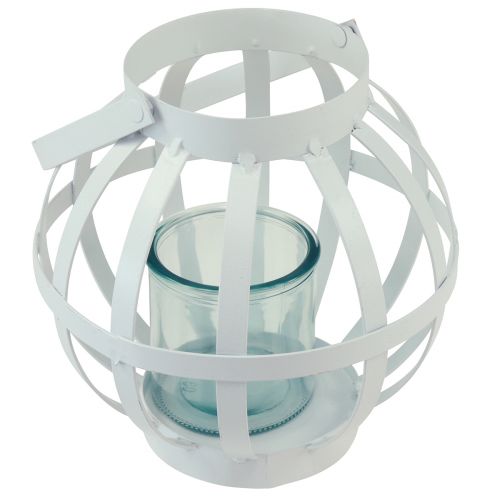 tételeket Kerti lámpás fém üveg lámpa akasztható fehér Ø18,5cm