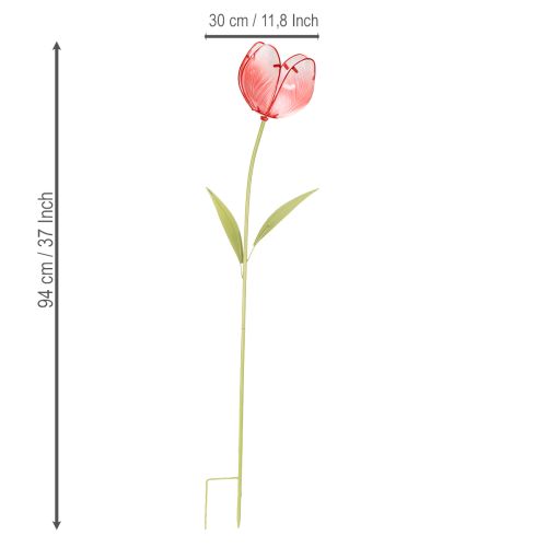 tételeket Üveg tulipán kerti karó - gyönyörű dekoráció kertbe és erkélyre, 94 cm