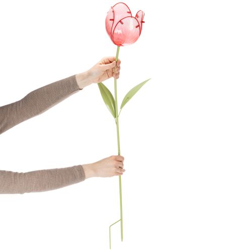 tételeket Üveg tulipán kerti karó - gyönyörű dekoráció kertbe és erkélyre, 94 cm