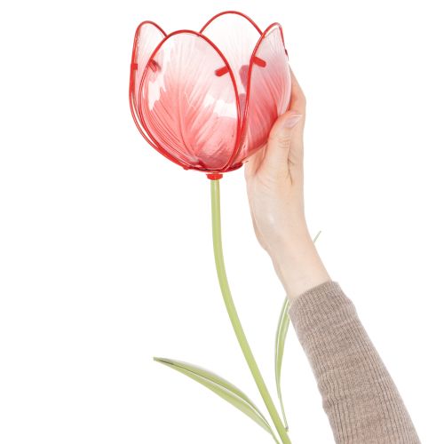 tételeket Üveg tulipán kerti karó - gyönyörű dekoráció kertbe és erkélyre, 94 cm