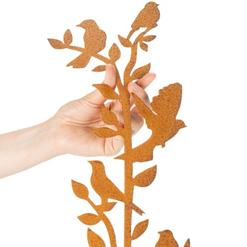 Kerti karóág madarakkal, fém díszítéssel, 100cm | Floristik24.hu