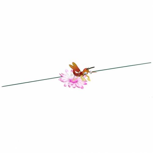 Floristik24 Kerti karó szitakötő virágon fém tavaszi narancssárgával, rózsaszín, magassága 74 cm