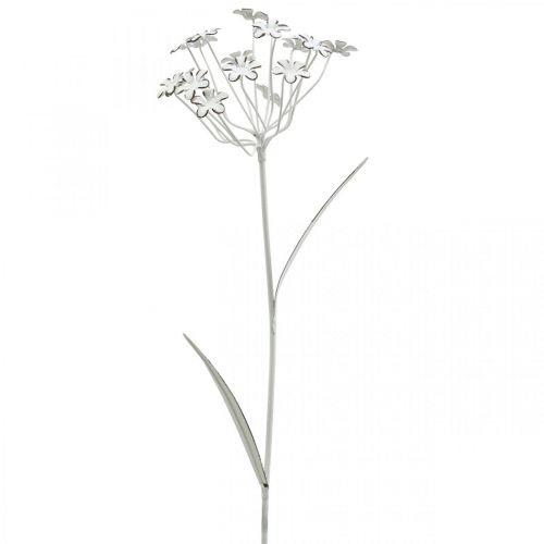Floristik24 Kerti dugó virág, kerti dekoráció, növény dugó fémből shabby chic fehér, ezüst L52cm Ø10cm 2db