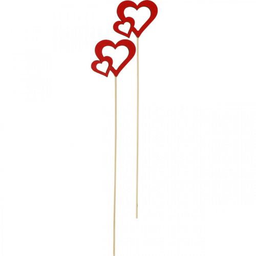 Floristik24 Virágdugó szív fa piros romantikus dekoráció 6cm 24db