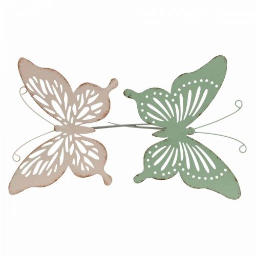 tételeket Ágykaró fém pillangó rózsaszín zöld 10,5x8,5cm 4db