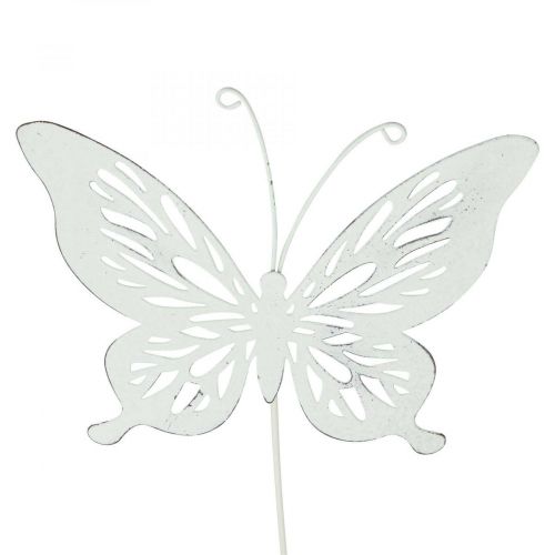 Floristik24 Kerti karók fém pillangó fehér 14×12,5/52cm 2db