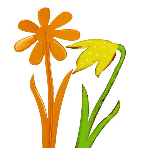 tételeket Kerti dugó fém virág narancs, sárga 47cm 4db