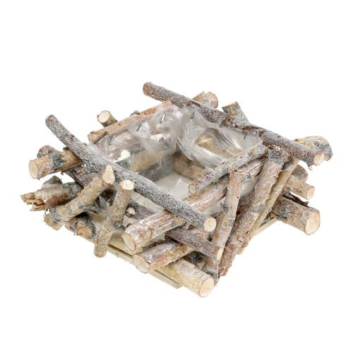 Floristik24 Nyírfaágak fehérre mosva 23cm x 23cm H10cm