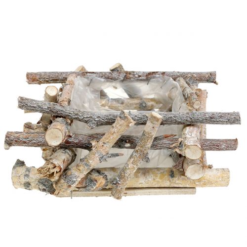 Floristik24 Nyírfaágak fehérre mosva 23cm x 23cm H10cm