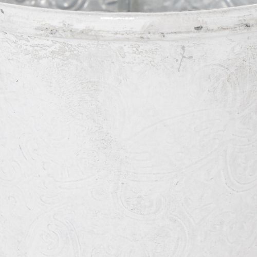 tételeket Díszes virágtartó, fém kaspó, fehér, Ø18,5cm, M18cm