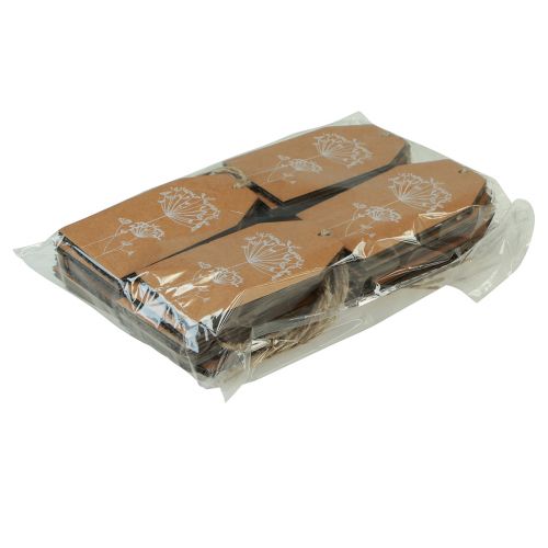 tételeket Ajándékcédulák papír barna virágok 8×5cm 24 db