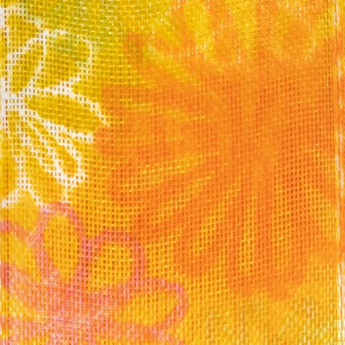 tételeket Ajándékszalag, virágos organza szalag, sárga/narancssárga, 25mm x 18m