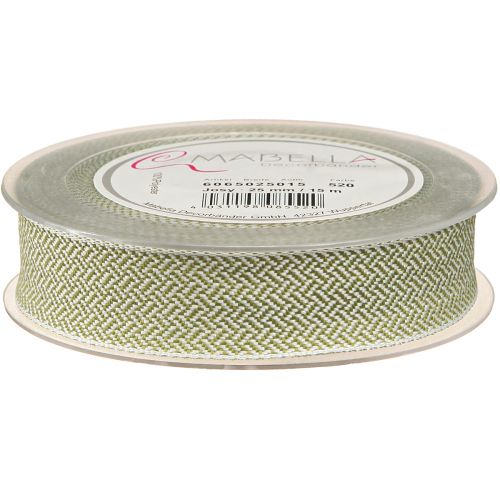 tételeket Ajándék szalag halszálkás mintás díszszalag fehér zöld 25mm 15m