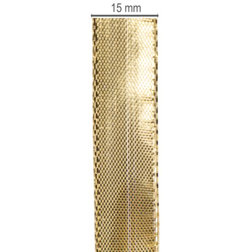 Arany ajándékszalag drótszegéllyel, 15 mm széles, 25 m hosszú | Floristik24.hu