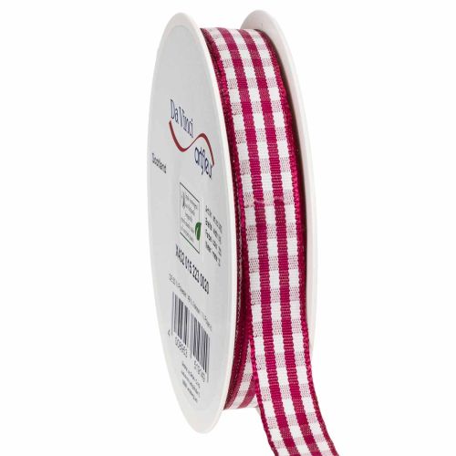 Ajándék szalag kockás piros 15mm 20m vétel | Floristik24.hu