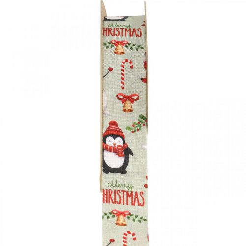 Ajándék szalag Merry Christmas pingvinek Karácsonyi szalag 25mm 8m